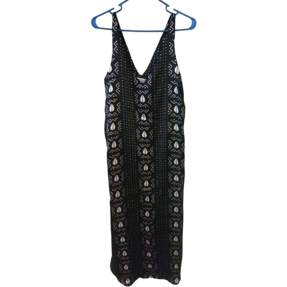 Malia Maxi Dress Mode Locale Sleeveless Geometric Deep V-Neck/Back Resort Wear S